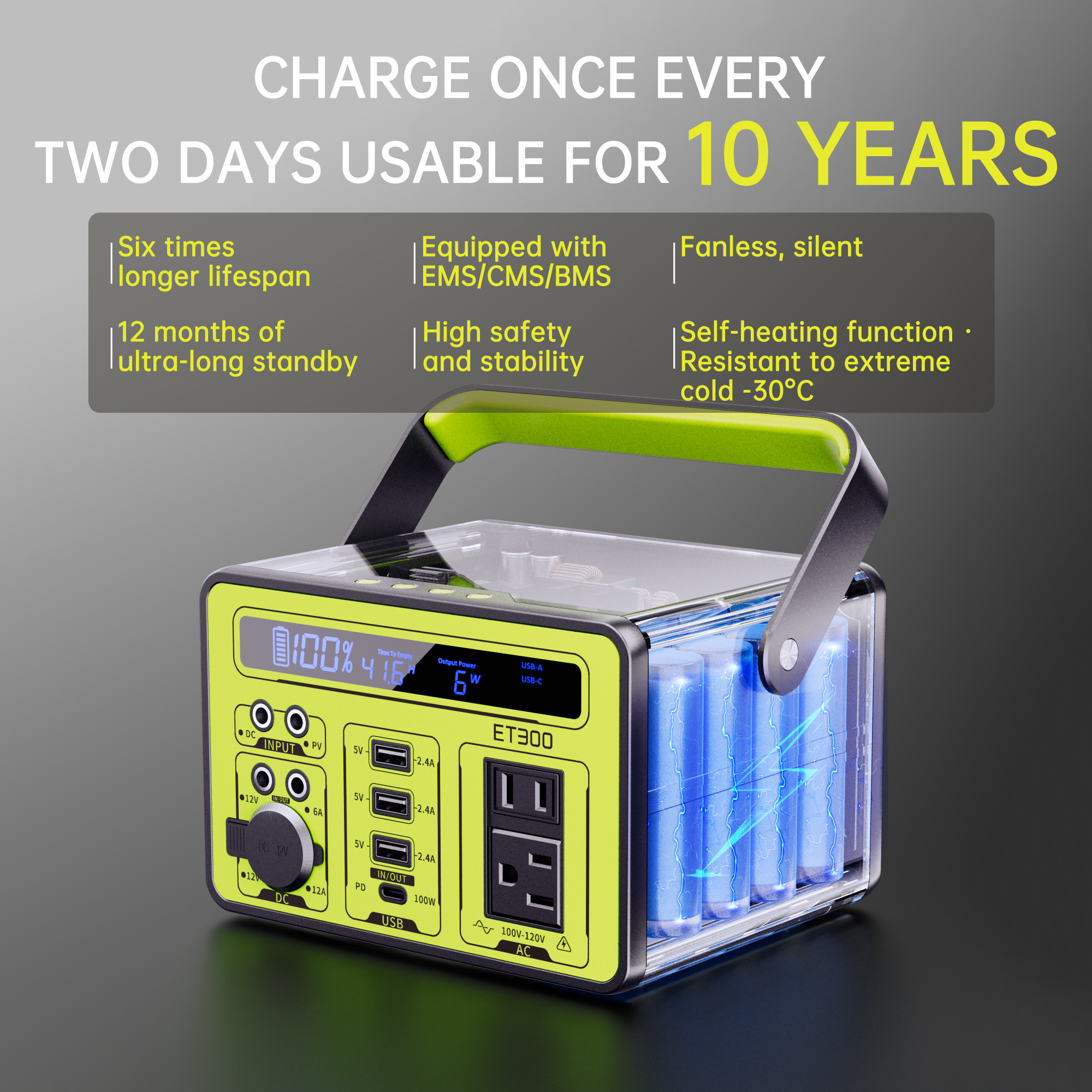 ACECOW ポータブル電源小型 177WH 出力300W (サージ450W) リン酸 ACECOW ポータブル電源小型 177WH 出力300W (サージ450W) リン酸